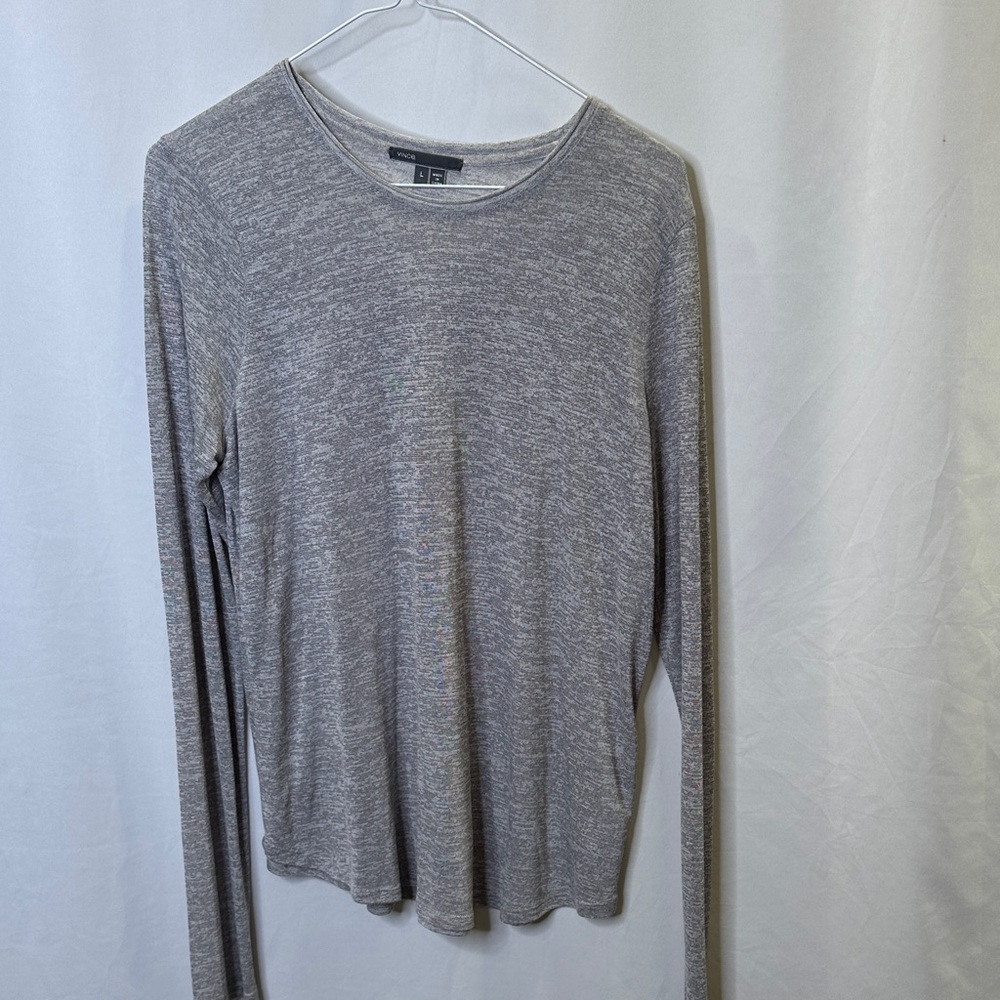 Vince Heathered Light Gray Long Sleeve Tee